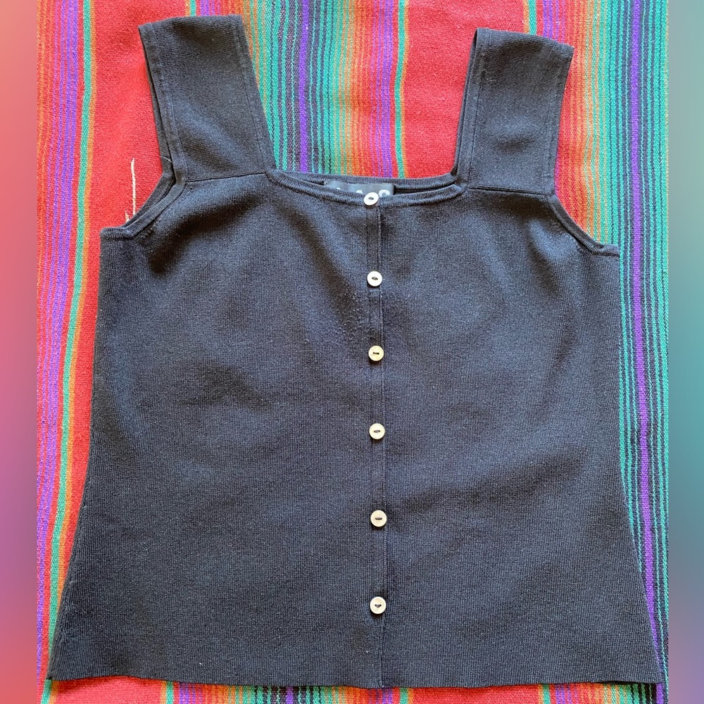 Y2K J.A.C. Tank Blouse. Abalone Buttons. Size Large. Great Condition!